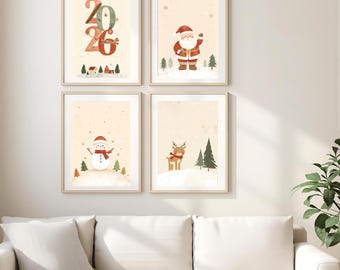 Zestaw plakatów świątecznych 2026 – 4 wydruki ścienne