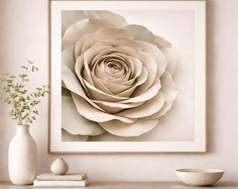Paper-Cut Rose Wall Art Printable | Abstract Floral Neutral Decor