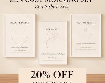 Zestaw grafik ściennych „Uważność”: skandynawskie minimalistyczne wydruki (do pobrania cyfrowego)