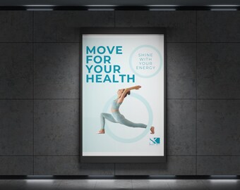 Motywujący plakat fitness | Ruch dla zdrowia | Inspirująca grafika ścienna | Canva Edytowalna wersja cyfrowa do pobrania