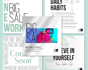 Minimalist Instagram Post & Story Templates | Social Media Canva Pack | Smart Key Design