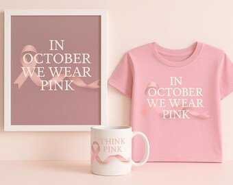 Breast Cancer Awareness Printable: Pink Ribbon Wall Art (PNG, JPG, Canva)