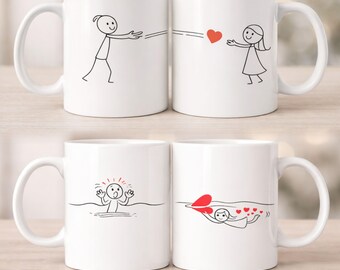 Zestaw kubków dla par, opakowanie na kubek z napisem „Miłość” do druku, wersja cyfrowa do pobrania