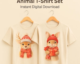 Wzory koszulek z zajączkami i reniferami świątecznymi