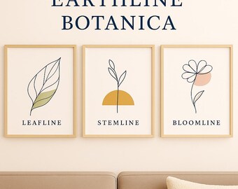 Zestaw minimalistycznych wydruków botanicznych: Earthline Botanica (do pobrania w wersji cyfrowej)