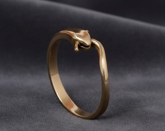 Minimalistische koperen slangenring | Verstelbare Ouroboros-sieraden