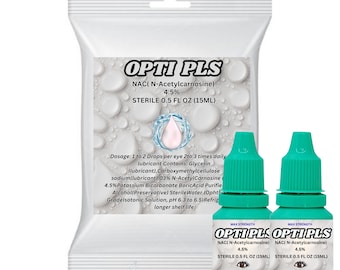 Opti Pls NAC Eye Drops with 4.5% NAC, N-Acetylcarnosine 15ml Vial 2 pack | NAC Antioxidant Eye Care, Eye Wellness & Vision Support
