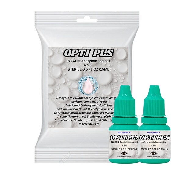 Opti Pls NAC Eye Drops with 4.5% NAC, N-Acetylcarnosine 15ml Vial 2 pack | NAC Antioxidant Eye Care, Eye Wellness & Vision Support