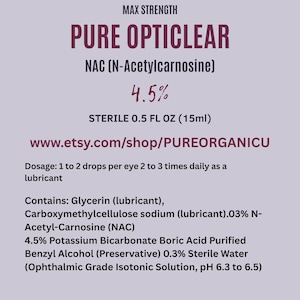 N‑acetylcarnosine 4.5% NAC eye drops, 15ml each, antioxidant support, 2 bottles image 2
