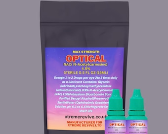 Optical Nac N-Acetylcarnosine 4.5% Eye Drops 15ml | NAC Eye Care Drops | Antioxidant Eye Support | 2 Pack Eye Solution