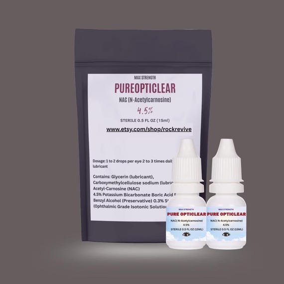 Pure Opticlear white Eye Drops, Nac N-Acetylcarnosine 4.5% Eye Drops 15ml | NAC Eye Care Drops, Antioxidant Eye Support, 2 Pack Eye Solution