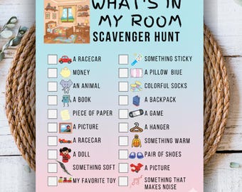 Búsqueda del tesoro imprimible para habitación infantil / Juego de búsqueda del tesoro para niños pequeños y preescolares / Idea de actividad para el hogar / Descarga digital instantánea
