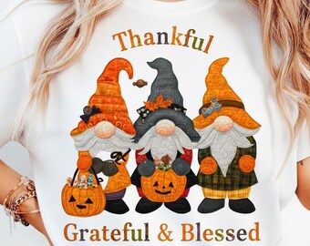 Gewatteerde herfstkabouter PNG sublimatie clipart | Bundel met geruite herfstkabouters | Gezellig Thanksgiving T-shirt ontwerp | herfst png | Digitale download