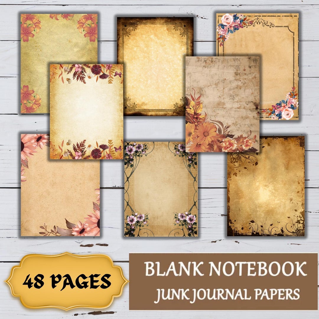 Vintage Blank Junk Journal Book | Cottage Core Scrapbook Kit ...