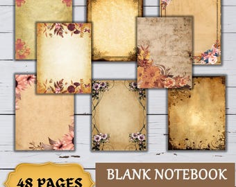 Vintage Blank Junk Journal Book | Cottage core Scrapbook Kit | Aesthetic Scrapped Paper Notebook | DIY Journal Supplies | Gift for Her