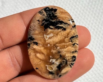 Natural Dendritic Tiger Gemstone Cabochon | Rare Tiger Pattern Stone | (42x30mm) 48Cts