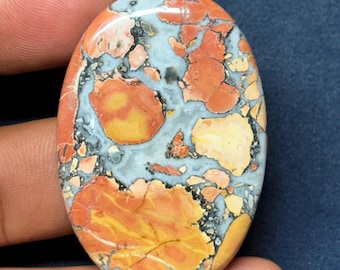 Maligano Jasper Cabochon: Handmade Gemstone (52X36mm, 104Cts)