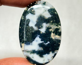 Moss Agate Cabochon: Handmade Gemstone (41X27mm, 48Cts)
