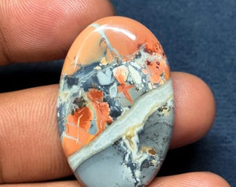Cabujón de Jaspe Maligano: Piedra preciosa hecha a mano (38 x 24 mm, 50 quilates)