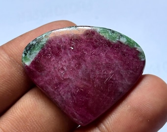 Ruby Zoisite Cabochon: Handmade Gemstone (40X33mm, 70Cts)
