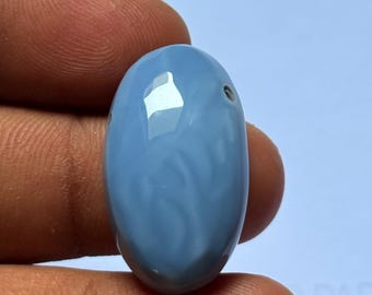 Blauwe opaal cabochon: handgemaakte edelsteen (29 x 17 mm, 29 kt)