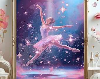 マジカルバレリーナアートプリント – Sparkle Dance Studio Decor（デジタルダウンロード）