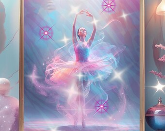 Pastel Ballerina Print, Dreamy Ballet Wall Art (Digital Download)