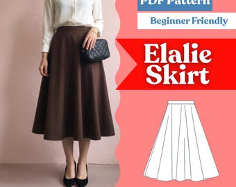 Full Circle Skirt Sewing Pattern – Midi, Vintage Cottagecore (PDF Download, A0/A4/US-Letter, XXS–5XL)