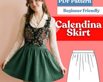 Gathered Mini Skirt Sewing Pattern: Side Zip Skirt with Waistband (PDF Instant Download, XXS–5XL)