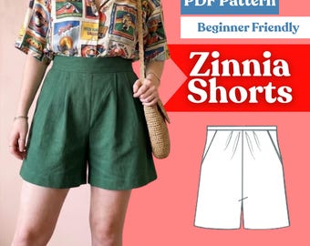 Pleated Wide-Leg Shorts Sewing Pattern: Center Pleat Shorts PDF (Instant Download, XXS–5XL)