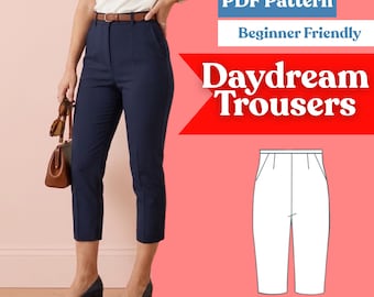Cropped Tapered Trousers Sewing Pattern: Women’s Slim Fit Pants (PDF Download, XXS-5XL)