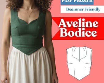 Sweetheart Bodice Sewing Pattern (PDF) | V-Waist/Pointed Hem Bustier, Princess Seams | Women’s Crop Top Pattern | Digital Download