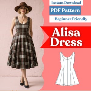 Women’s Fit & Flare Midi Dress Sewing Pattern (PDF) – Sleeveless · Instant Download (XXS–5XL)