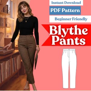 Modello di cucito per pantaloni Capri: pantaloni affusolati anni '70 con tasche anteriori e posteriori con patta (PDF, XXS–5XL)