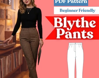 Capri Pants Sewing Pattern: 70s Tapered Trousers with Fly Front and Back Pockets (PDF, XXS–5XL)