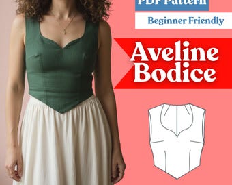 Sweetheart Mieder Schnittmuster (PDF) | V-Taille/Spitzer Saum Bustier, Teilungsnähte | Damen Crop Top Muster | Digitaler Download
