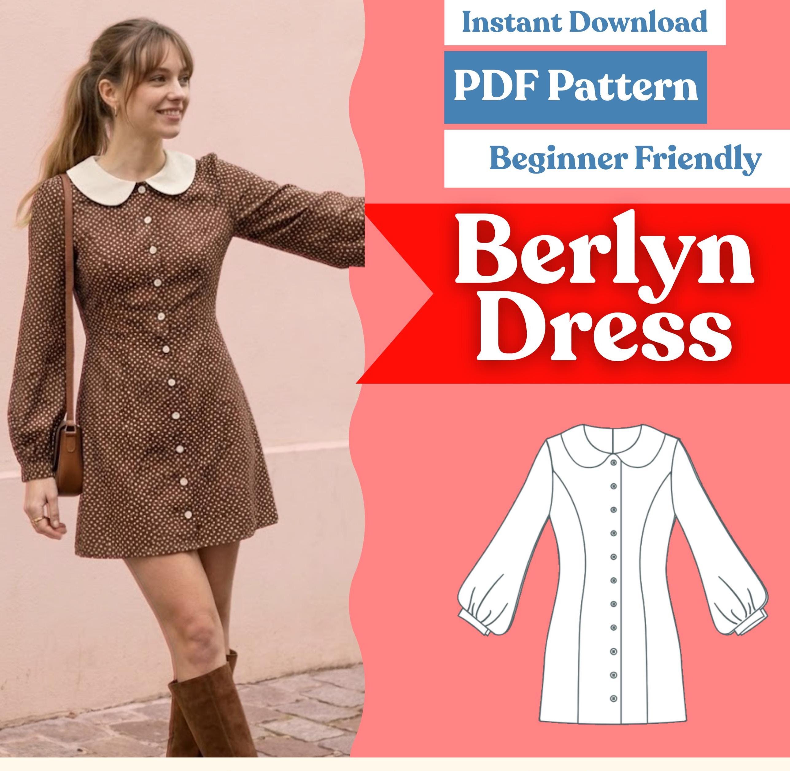 Polka Dot Dress Sewing Pattern: Women's Button-front Peter Pan