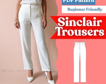 Straight-Leg Trousers Sewing Pattern: Beginner-Friendly (PDF A0/A4/US Letter XXS–5XL)