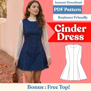 Princess-Seam Pinafore Dress Sewing Pattern: Jewel Neck Sleeveless Jumper Dress (PDF Instant Download, XXS–5XL)