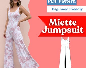Palazzo Jumpsuit Sewing Pattern – Sleeveless, Wide-Leg (PDF, A0/A4/US-Letter + Projector, XXS–5XL)