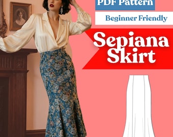 Maxi Skirt Sewing Pattern: Women’s Gored Trumpet Skirt (PDF Download, XXS-5XL)