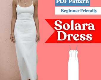 Straight Scoop-Neck Sundress Sewing Pattern PDF | Spaghetti-Strap Slip Dress | Instant Download | Multi-Size