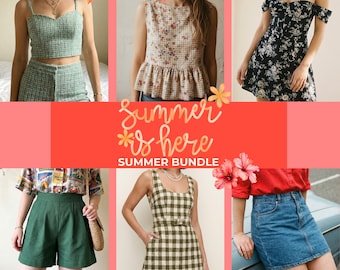 Summer Sewing Pattern Bundle PDF: Women's Dress, Top, Shorts & Skirt, Beginner Friendly (Instant Download, XXS-5XL)