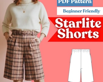 Culotte Palazzo Shorts Sewing Pattern: Women’s Wide Leg Tailored Shorts (PDF Download, XXS–5XL)
