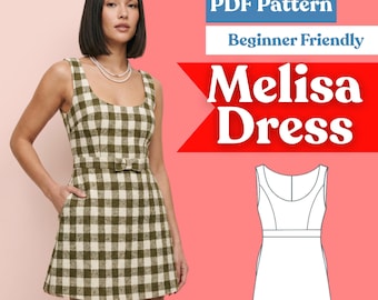 Mini Dress Sewing Pattern: Women’s A-Line Scoop Neck Sleeveless Dress (PDF Download, XXS-5XL)