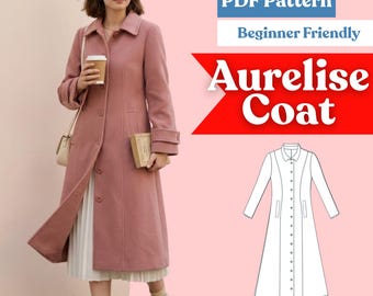 Fit & Flare Coat Sewing Pattern: Women’s Lined Button-Front Midi Jacket (PDF Download, XXS-5XL