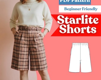 Culotte Palazzo Shorts Schnittmuster: Damen Shorts mit weitem Bein (PDF-Download, XXS-5XL)