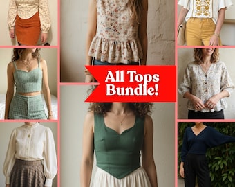 Top Sewing Pattern Bundle: Women’s Blouses & Tops PDF Patterns (Beginner Friendly, Instant Download, XXS-5XL)