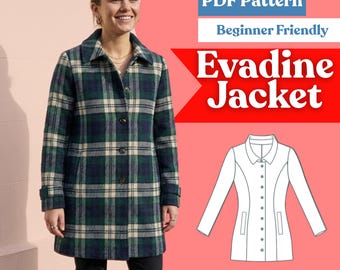 A-Linie Jacke Schnittmuster: Durchgeknöpfter Mantel mit Taschen (PDF-Download, XXS–5XL)