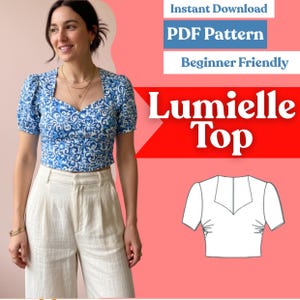 Mönster för hjärtformad crop top (PDF) – Puffärm, figurnära, Dam XXS–5XL